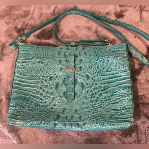 Brahmin Elegant Turquoise Crocodile-Embossed Crossbody Bag - Picture 1 of 1